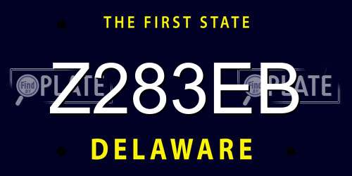 Z283EB Delaware License Plate