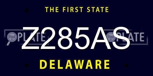 Z285AS Delaware License Plate