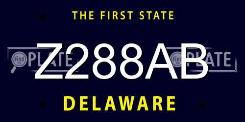 Z288AB Delaware License Plate