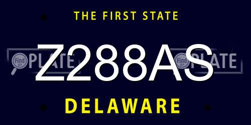 Z288AS Delaware License Plate