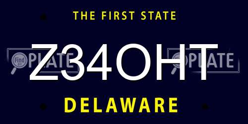 Z34OHT Delaware License Plate