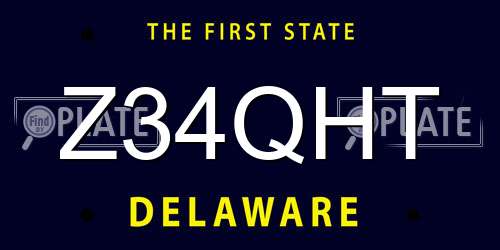 Z34QHT Delaware License Plate