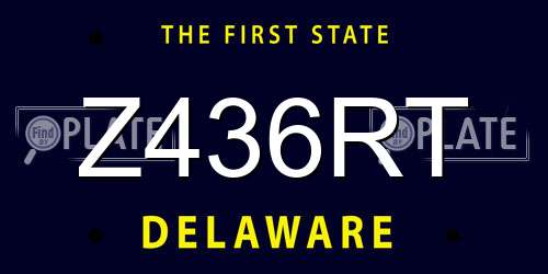 Z436RT Delaware License Plate