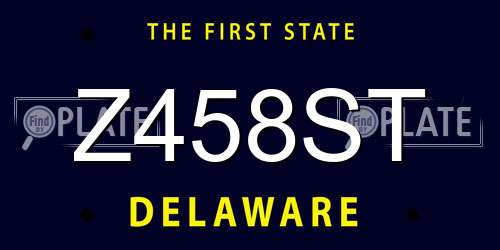 Z458ST Delaware License Plate