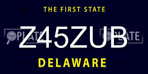 Z45ZUB Delaware License Plate