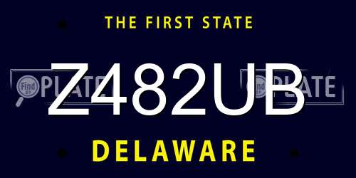 Z482UB Delaware License Plate