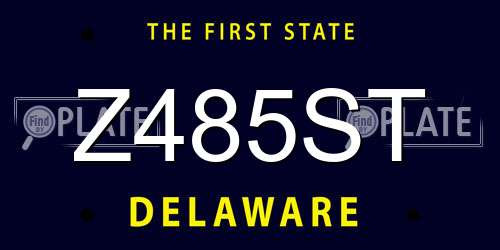 Z485ST Delaware License Plate