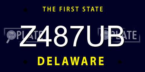 Z487UB Delaware License Plate