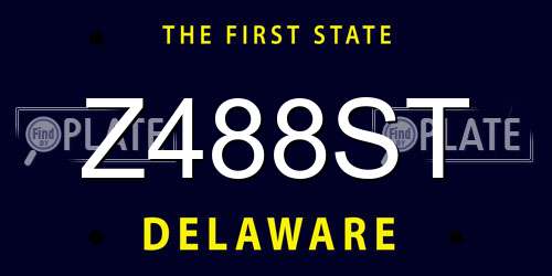 Z488ST Delaware License Plate