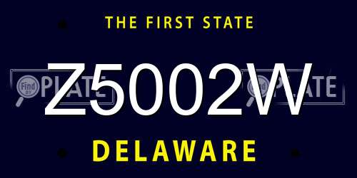 Z5002W Delaware License Plate
