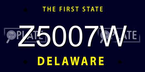 Z5007W Delaware License Plate