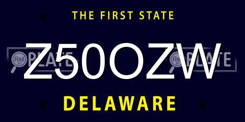 Z50OZW Delaware License Plate