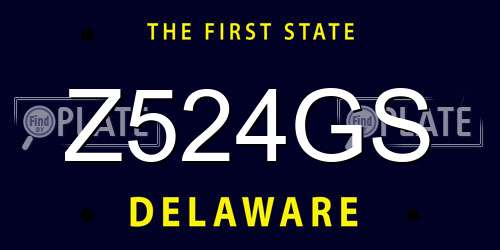 Z524GS Delaware License Plate