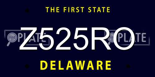 Z525RO Delaware License Plate