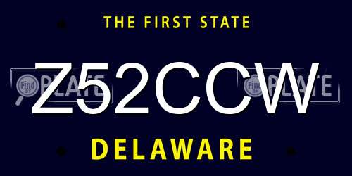 Z52CCW Delaware License Plate