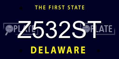 Z532ST Delaware License Plate