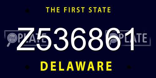 Z536861 Delaware License Plate