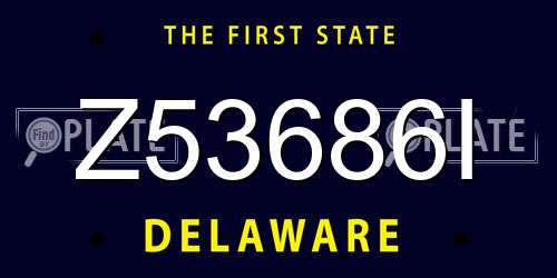 Z53686I Delaware License Plate