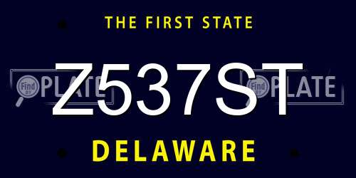 Z537ST Delaware License Plate