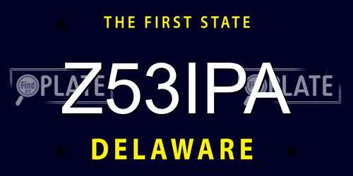 Z53IPA Delaware License Plate