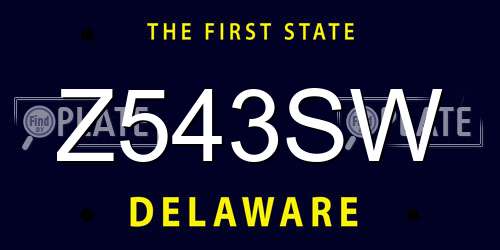 Z543SW Delaware License Plate