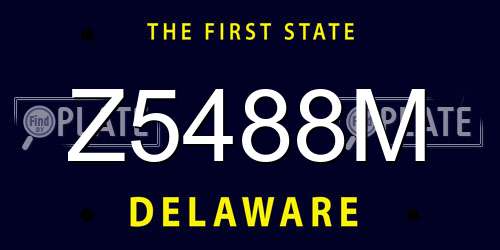 Z5488M Delaware License Plate