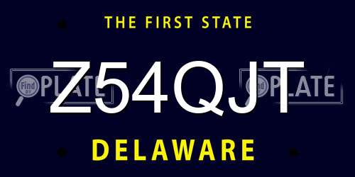 Z54QJT Delaware License Plate
