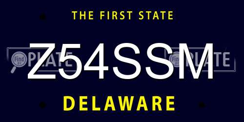 Z54SSM Delaware License Plate