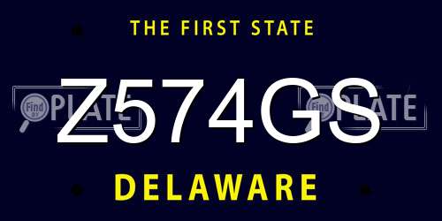 Z574GS Delaware License Plate
