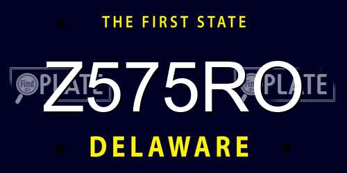 Z575RO Delaware License Plate