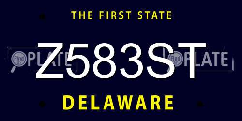 Z583ST Delaware License Plate