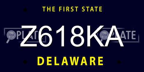 Z618KA Delaware License Plate