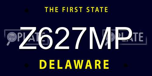 Z627MP Delaware License Plate