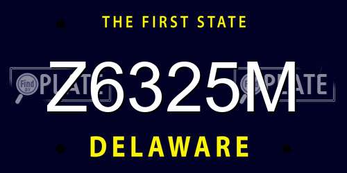 Z6325M Delaware License Plate