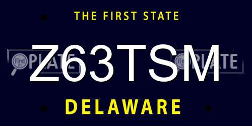 Z63TSM Delaware License Plate