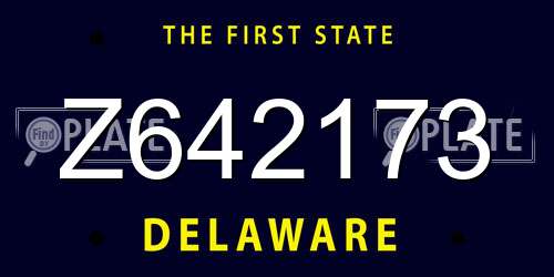 Z642173 Delaware License Plate