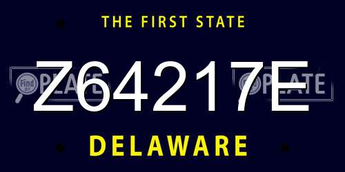 Z64217E Delaware License Plate