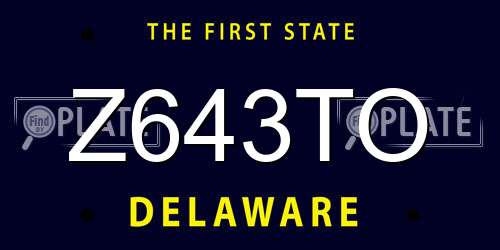 Z643TO Delaware License Plate