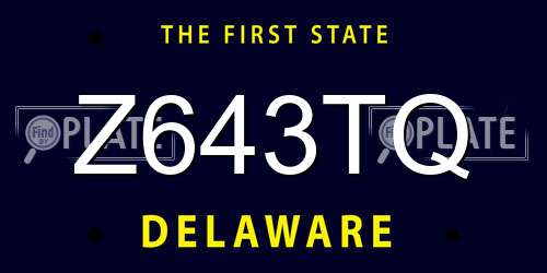 Z643TQ Delaware License Plate