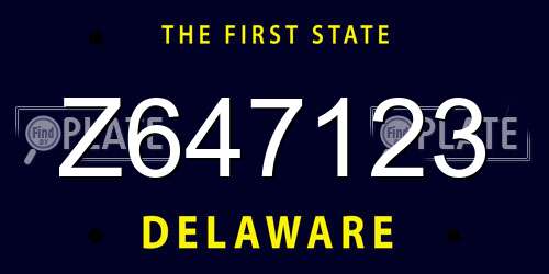 Z647123 Delaware License Plate