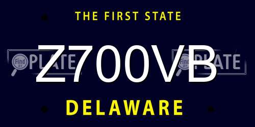 Z700VB Delaware License Plate