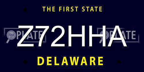 Z72HHA Delaware License Plate
