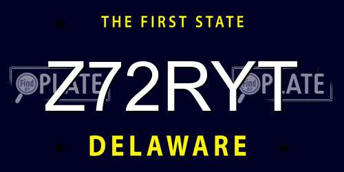 Z72RYT Delaware License Plate