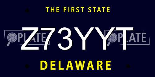 Z73YYT Delaware License Plate