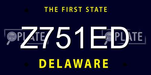 Z751ED Delaware License Plate