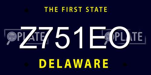 Z751EO Delaware License Plate