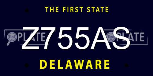 Z755AS Delaware License Plate