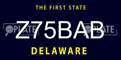 Z75BAB Delaware License Plate