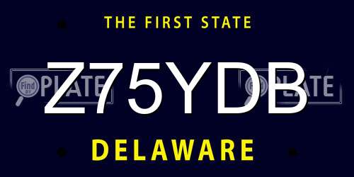 Z75YDB Delaware License Plate