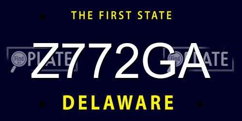 Z772GA Delaware License Plate